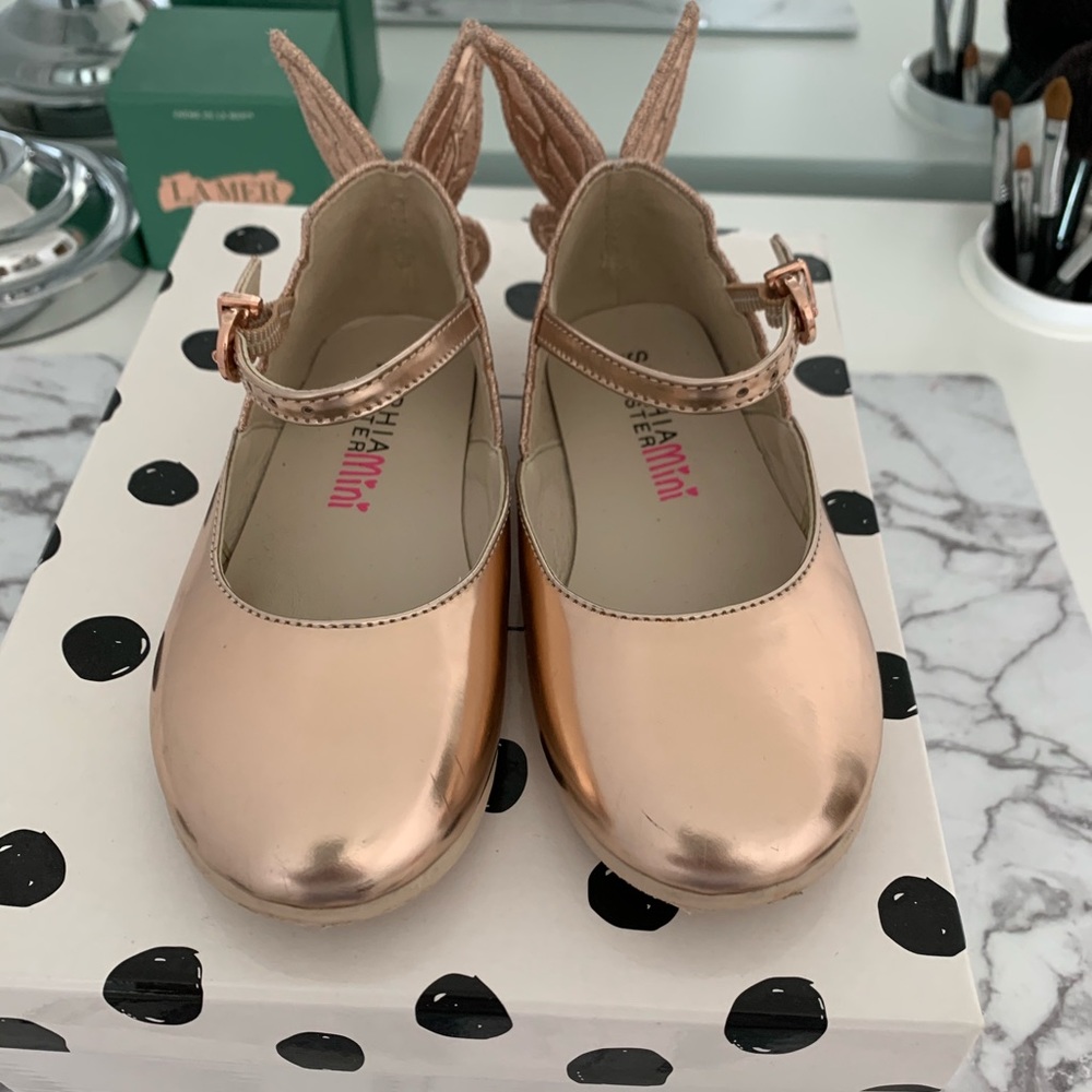 Gold Sophia Webster toddler butterfly shoes